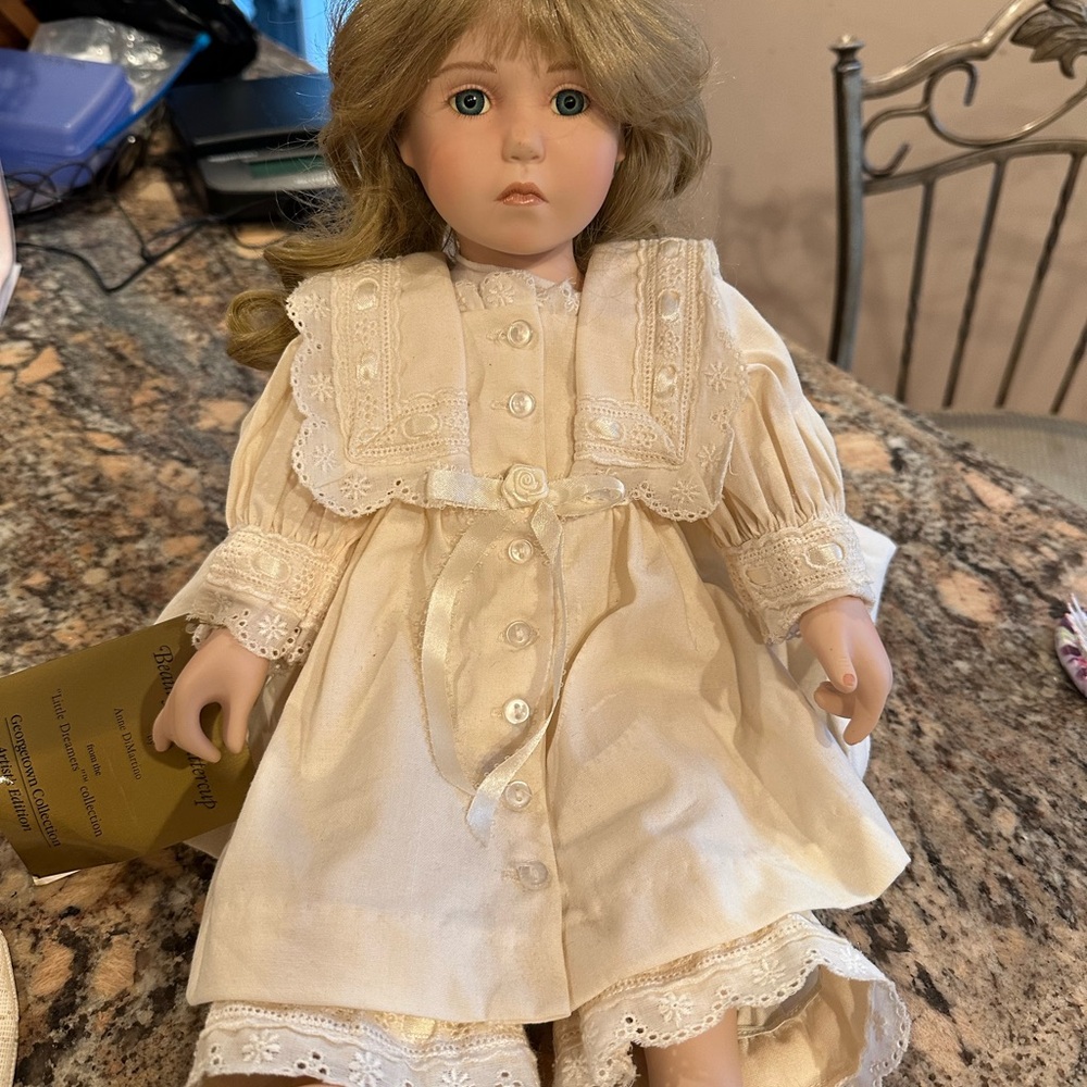 Vintage Georgetown Collection BEAUTIFUL BUTTERCUP Porcelain Pouty Sitting Doll